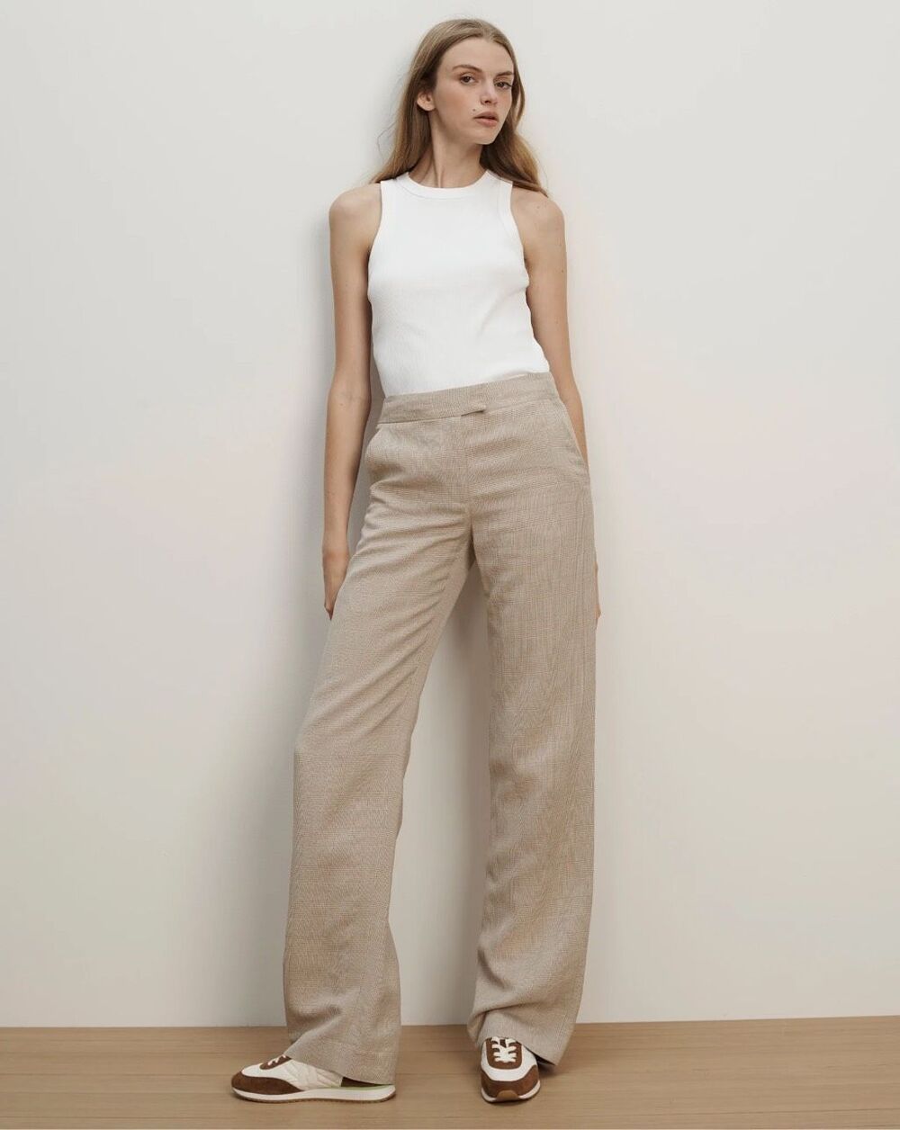Veronica beard Broderick plaid pants linen cotton blend wide leg flare size 14
